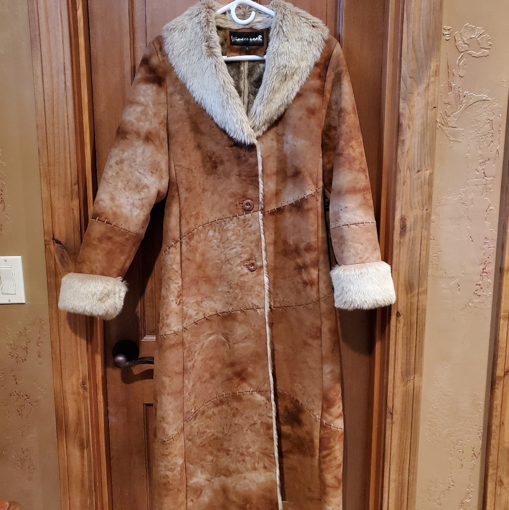 Faux Suede and Fur Lined Coat